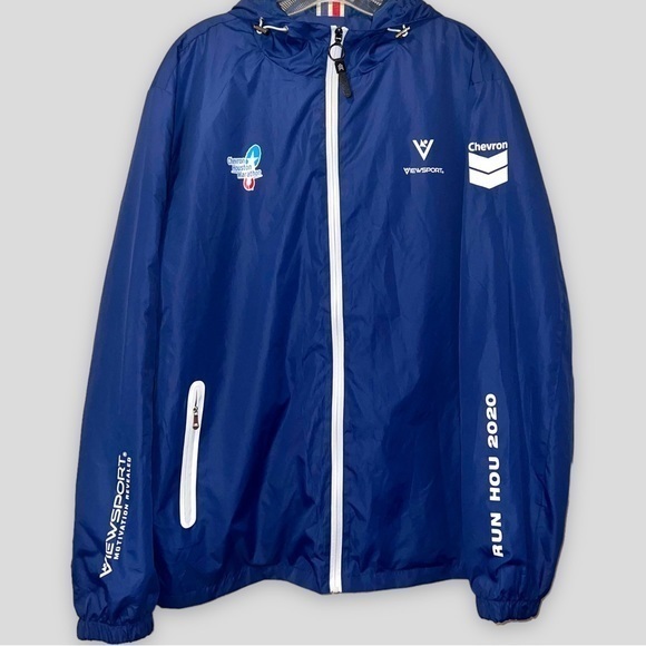 View Sport Chevron Houston Marathon Jacket Men's 2XL w/hood‎ Race Crew Blue. - Picture 4 of 9